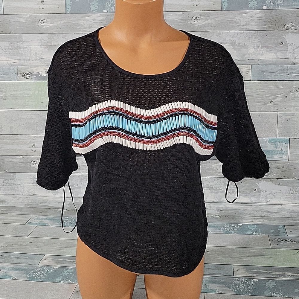 Guess Brand Beaded Cropped Shirt/Top sz Medium